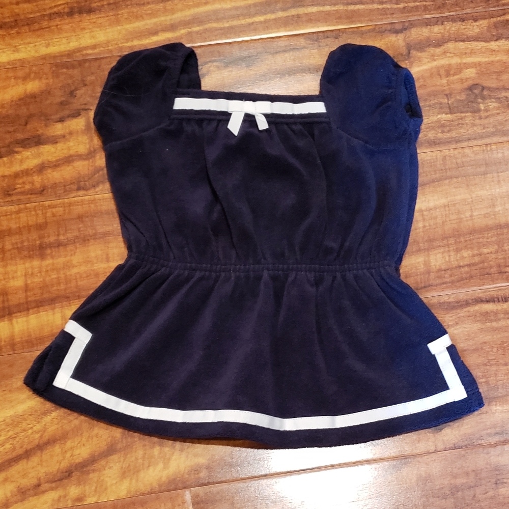 Janie and Jack NWT 3-6 months navy and white terry swim coverup